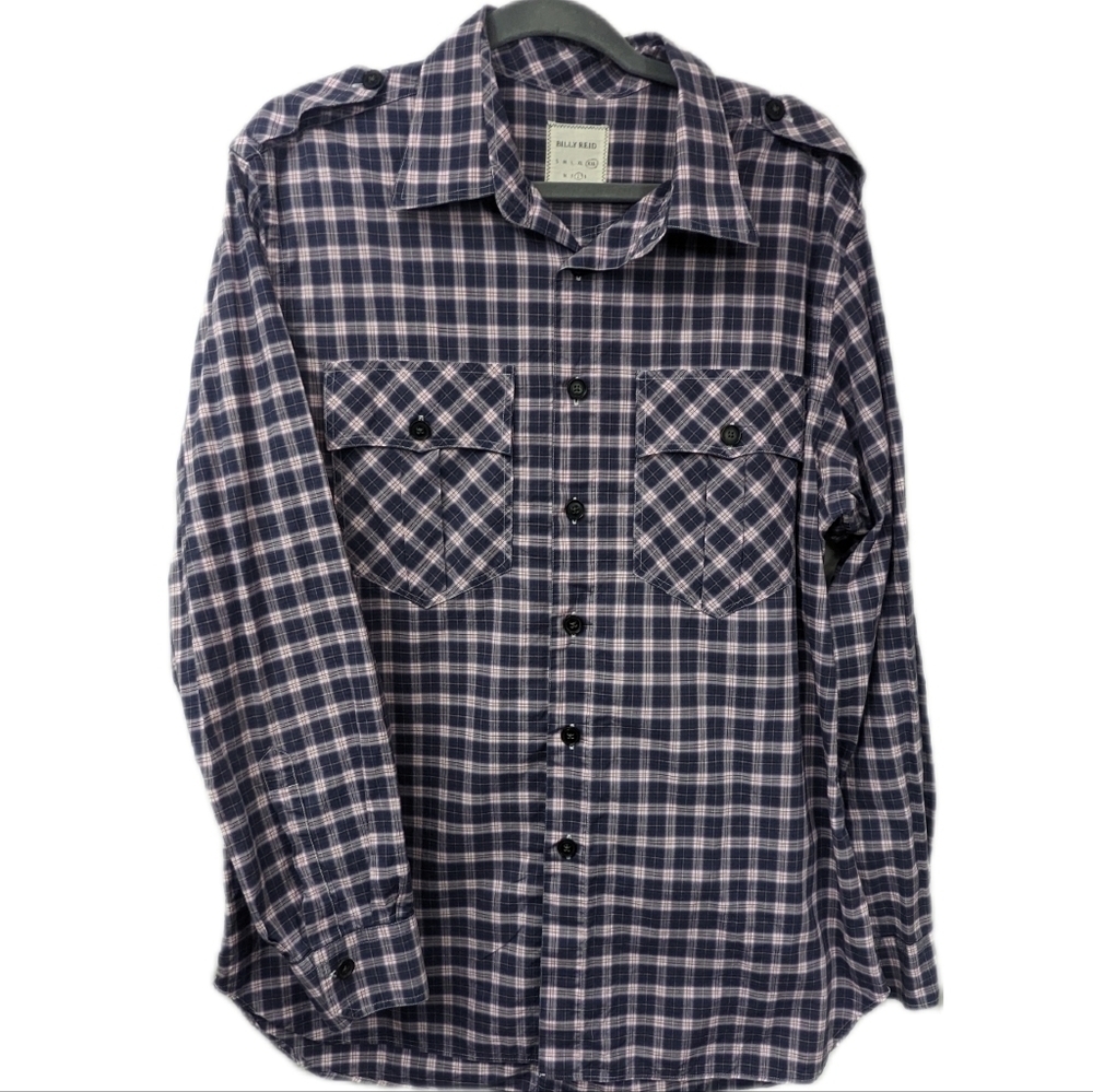 Billy Reid Men's Plaid Tabbed Shoulder Button Down Sz XXL Fit 2